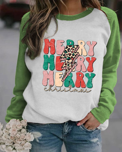 Merry Christmas Leopard Print Bolt Sweatshirt