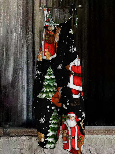 Christmas Black Santa Casual Jumpsuit