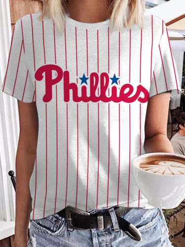 Women's Phillies Baseball Stripes Print Tee