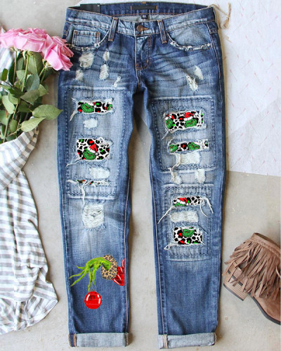 Grinch Leopard Print Loose Casual Pants
