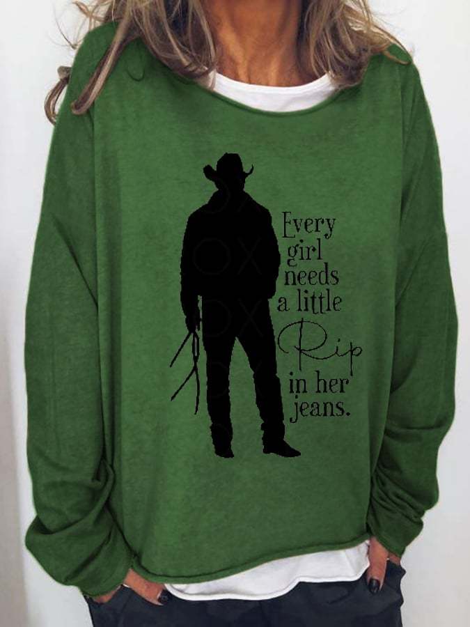 Women's Every Girl Needs a Little Rip Beth Dutton Printed Casual Sweatshirt