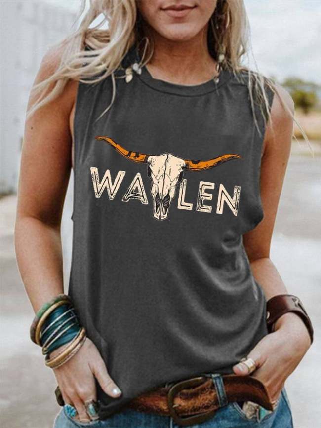 Women's Western Wallen Print Tank Top