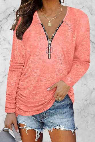 Casual Solid Fold V Neck Tops(8 Colors)