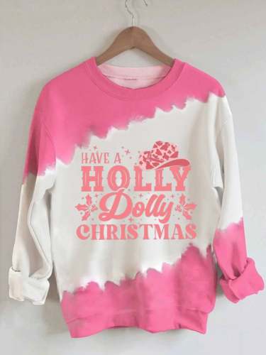 Women's Have a Holly Dolly Christmas Cowgirl Print Sweatshirt