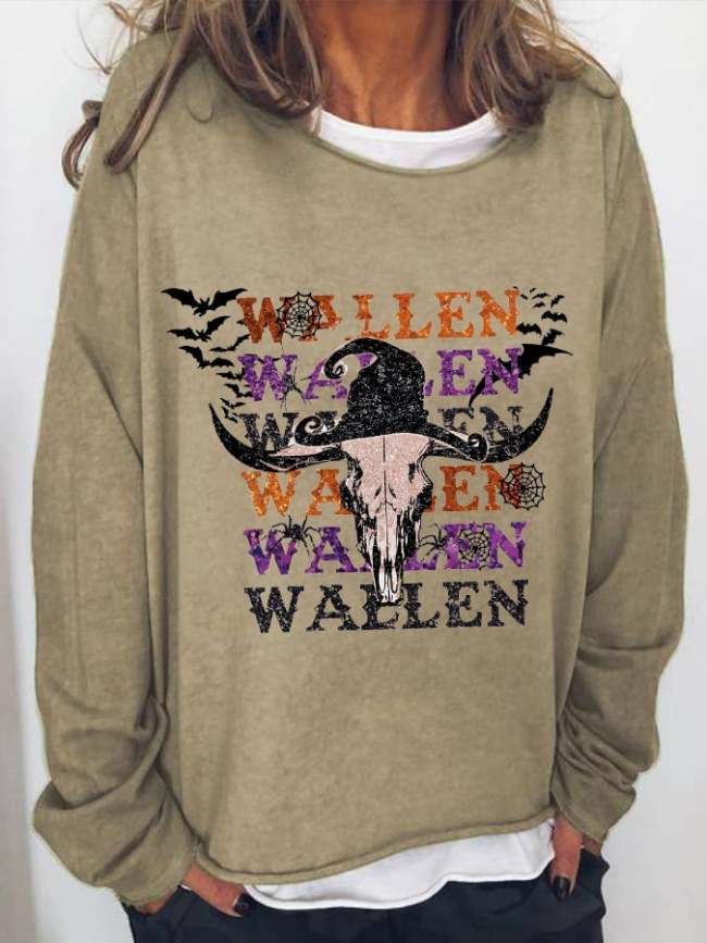 Women's WALLEN Western Halloween Print Sweatshirt