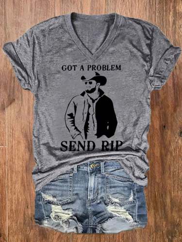 Women's Got A Problem Send Rip V-Neck Tee