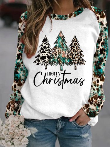 Women's Ethnic Christmas Tree Print Sweatshirt
