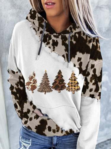 Women's Vintage Christmas Tree Print Casual Sweatshirt