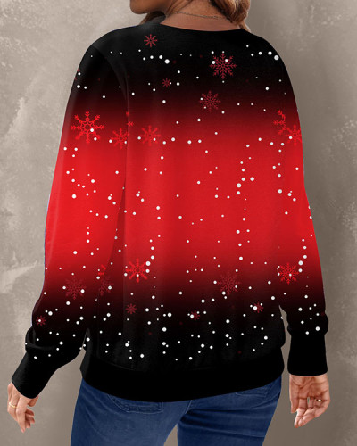 Red and Black Christmas Long Sleeve Crew Sweatshirt