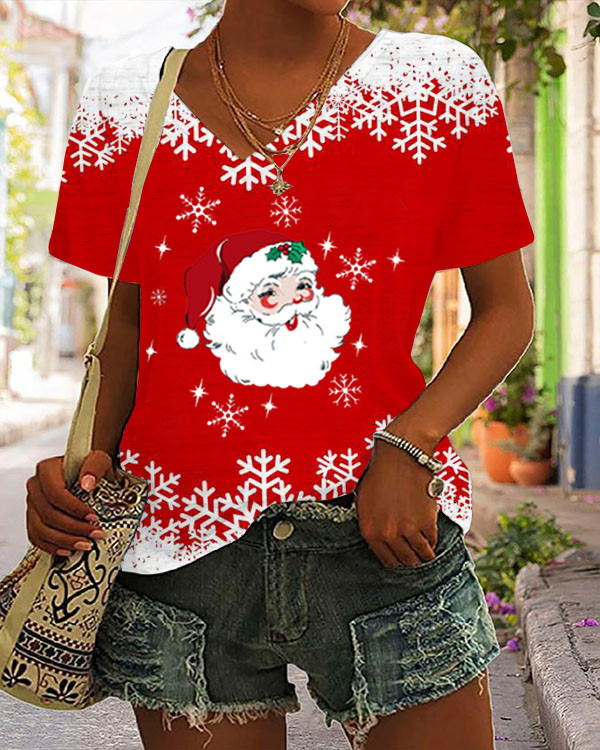 Red Christmas Santa Short Sleeve T-Shirt