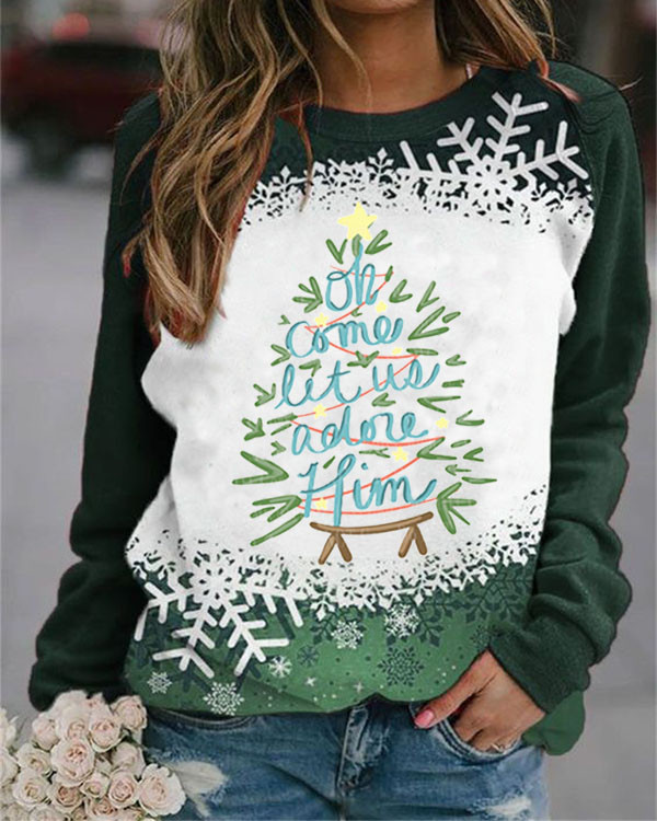 Christmas Tree Green Crew Neck Sweater