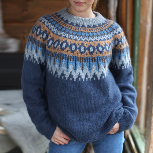 Vintage Fairman Island Contrast Panel Jacquard Sweater