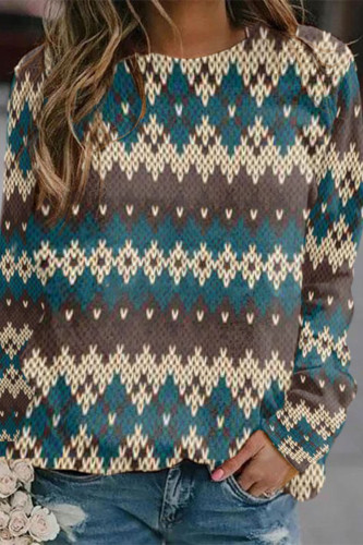 Wavy Sweater Print Vintage Crewneck Sweatshirt