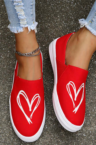 Red Love Heart Canvas Shoes