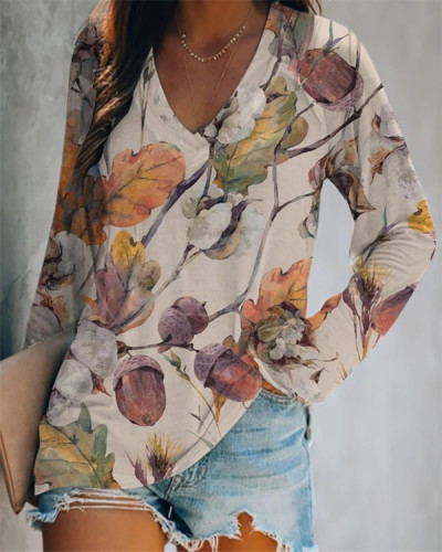 Women's Floral Print Loose T-Shirt