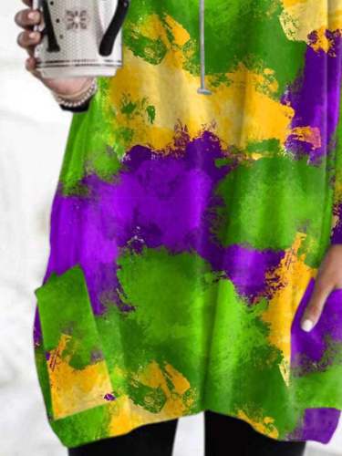 Mardi Gras Splash Color Block Print Dress