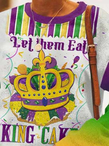 Mardi Gras Let Them Eat King Cake Gradient Print Sweatshirt