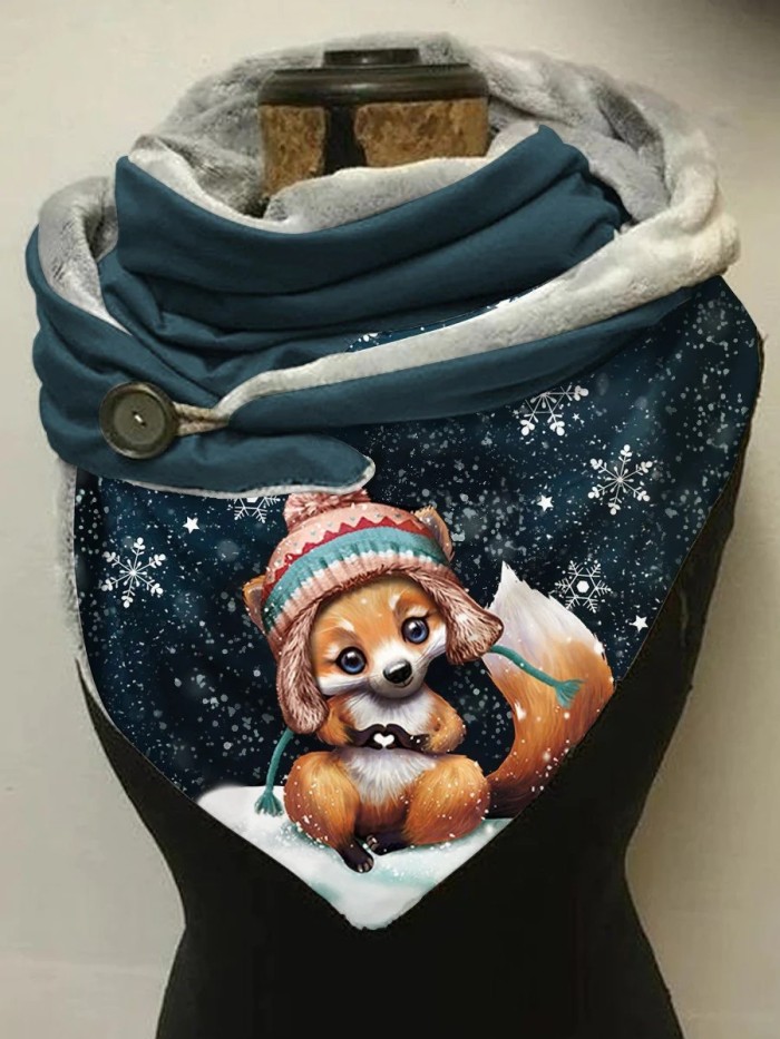 Winter Fox Snowflake Casual Scarf and Shawl