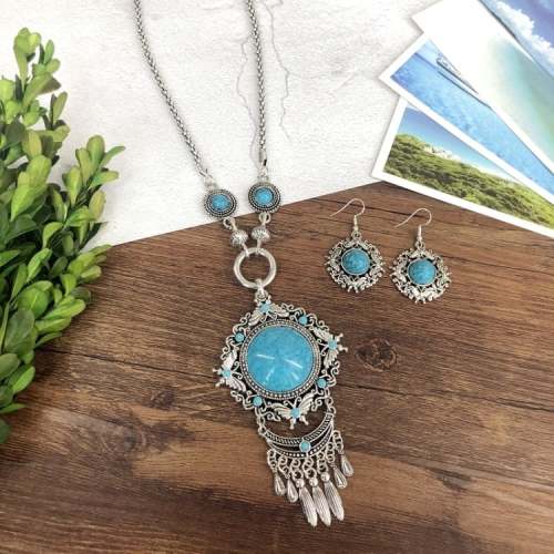 🔥Last Day 75% OFF🎁Tassel sweater turquoise necklace