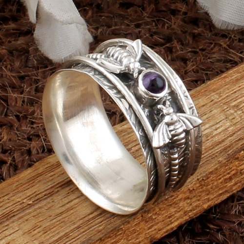 🔥Last Day 75% OFF🎁Bee Purple Gemstone Meditation Ring