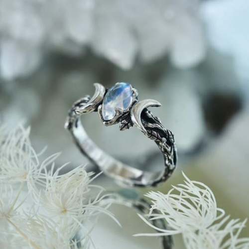 🔥Last Day 75% OFF🎁Double Crescent Moon Gemstone Ring