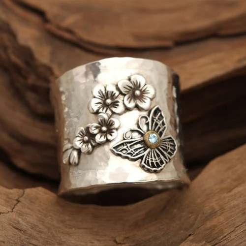 🔥Last Day 75% OFF🎁Bee Flower Butterfly Wide Band Ring