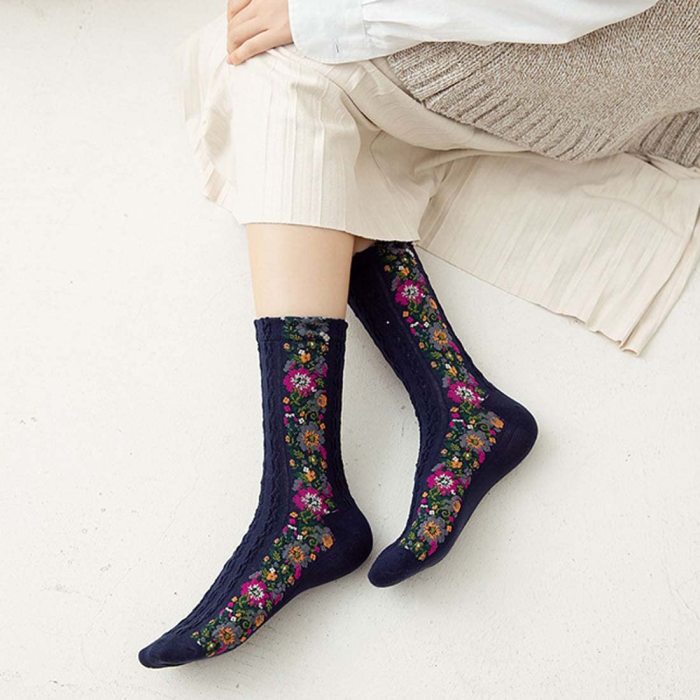 Vintage Embroidered Floral Socks(🎁New Year Sale)Buy more save more
