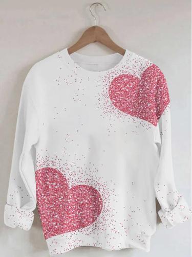 Women's Love Print Long Sleeve Round Neck Sweatshirt
