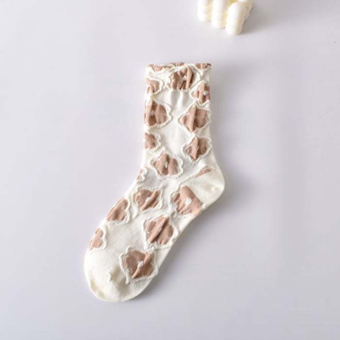 New Year Sale 50%OFF-5 Pairs Women's Elegant Embossed Floral Cotton Socks