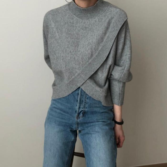 Chic Overlap Short Version Sweater