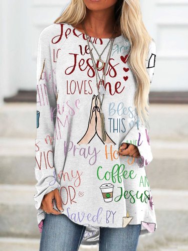 Women's Casual Jesus Faith Print Top