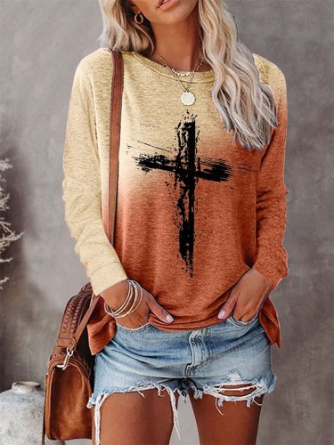 Women's Faith Cross Print Sweatshirt