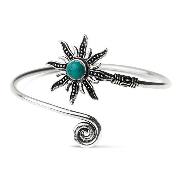 Sterling Silver Turquoise Sun Adjustable Bangle