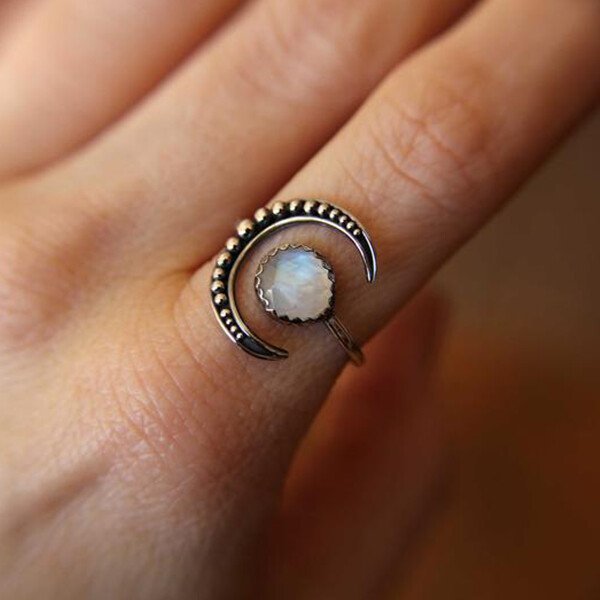 Faceted Moonstone Adjustable Ring