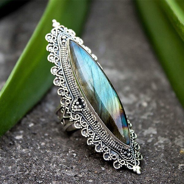 🔥 Last Day Promotion 75% OFF 🔥Sterling Silver Marquise shape Labradorite Handmade Ring