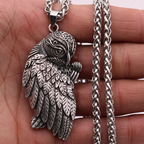 Sterling Silver Vintage Owl Pendant Necklace