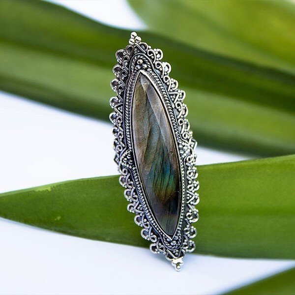 🔥 Last Day Promotion 75% OFF 🔥Sterling Silver Marquise shape Labradorite Handmade Ring