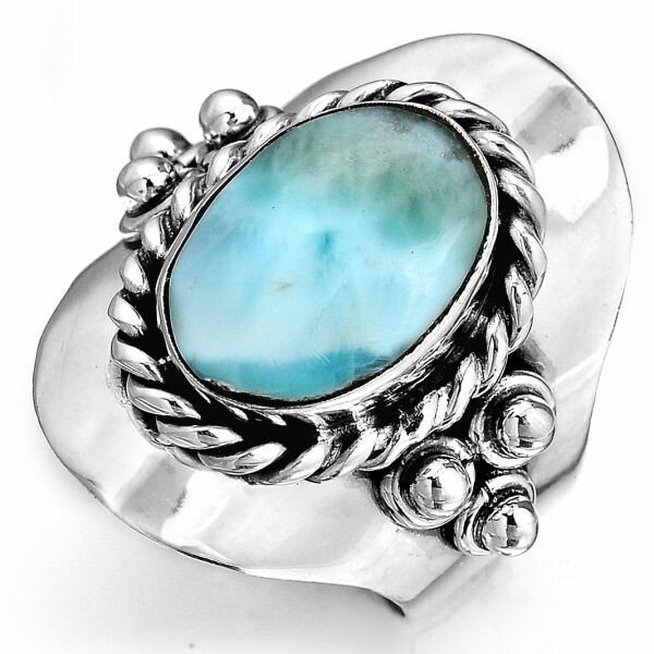 Larimar Silver Boho Ring For Women