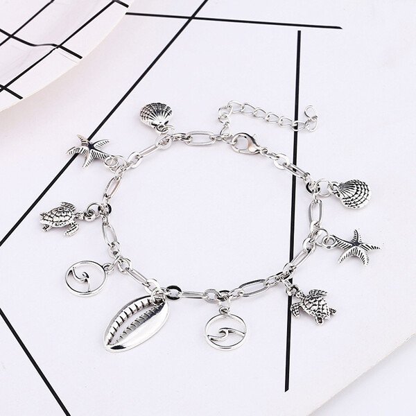 Turtle Starfish Shell Pendant Anklet