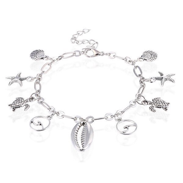 Turtle Starfish Shell Pendant Anklet