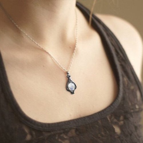 Sterling Silver Rainbow Moonstone Necklace