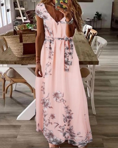 Bohemian Chiffon Floral Beach Maxi Dress