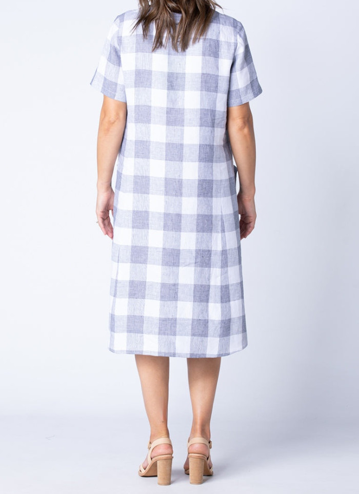 Floaty Dress Gray and White Check Dress