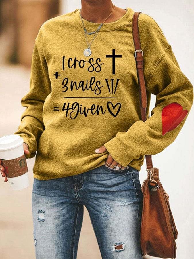 Women's 1 Cross+3 Nails=4 Given Print Sweatshirt