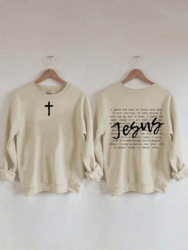 Women's JESUS Casual Print Sweatshirt