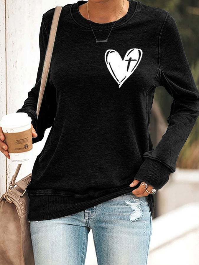 Women's Love Like Jesus Jesus Has My Heart Print Sweatshirt