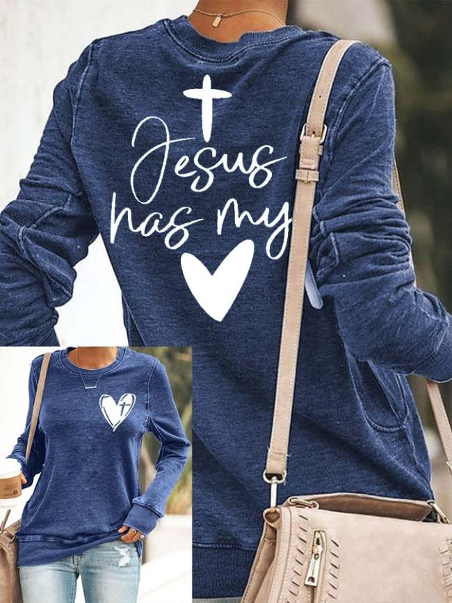 Women's Love Like Jesus Jesus Has My Heart Print Sweatshirt