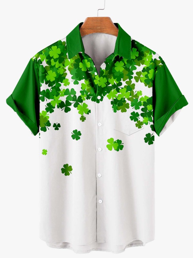 St. Patrick's Day Clover Men's Short Sleeve Shirt
