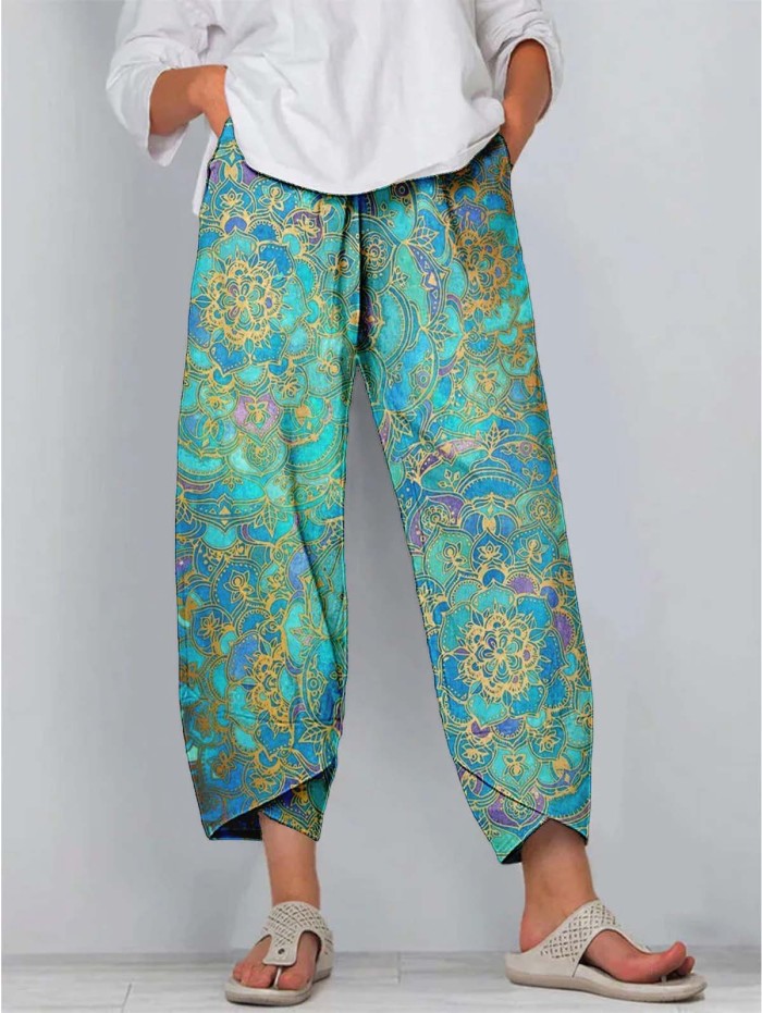 Women Ethnic Style Printed Crop Pants