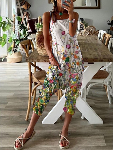 Women's Floral Print Stretch Jumpsuit